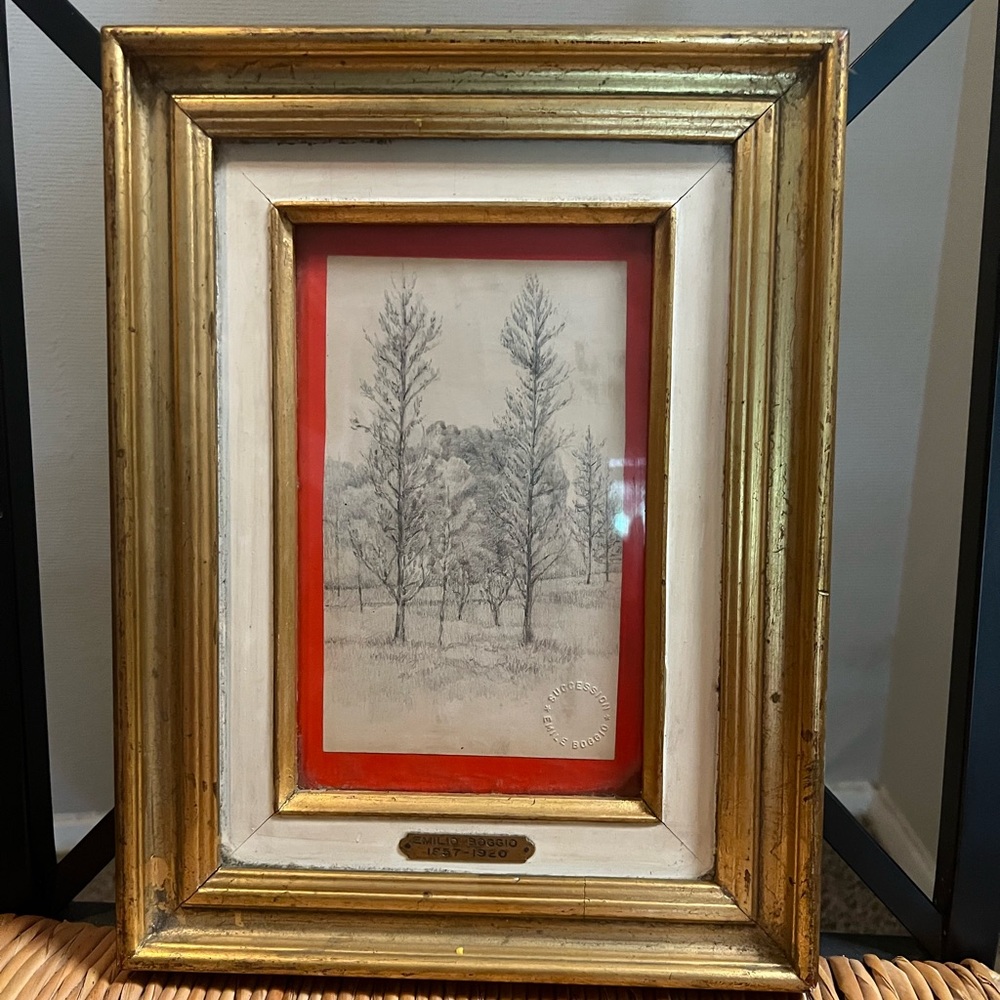 Gold and White Framed Artwork